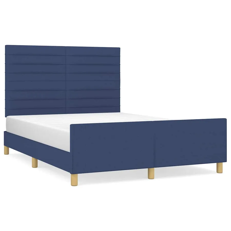 Cadre de lit sans matelas bleu 140x200 cm tissu - 2