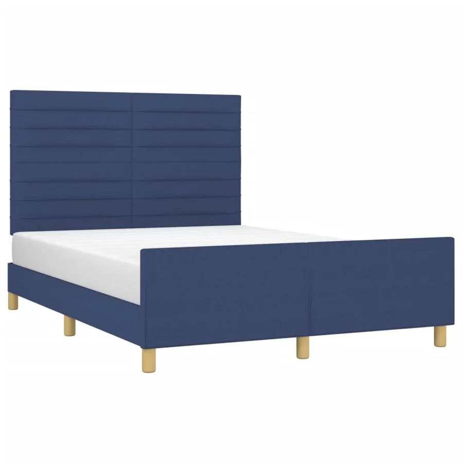 Cadre de lit sans matelas bleu 140x200 cm tissu - 3