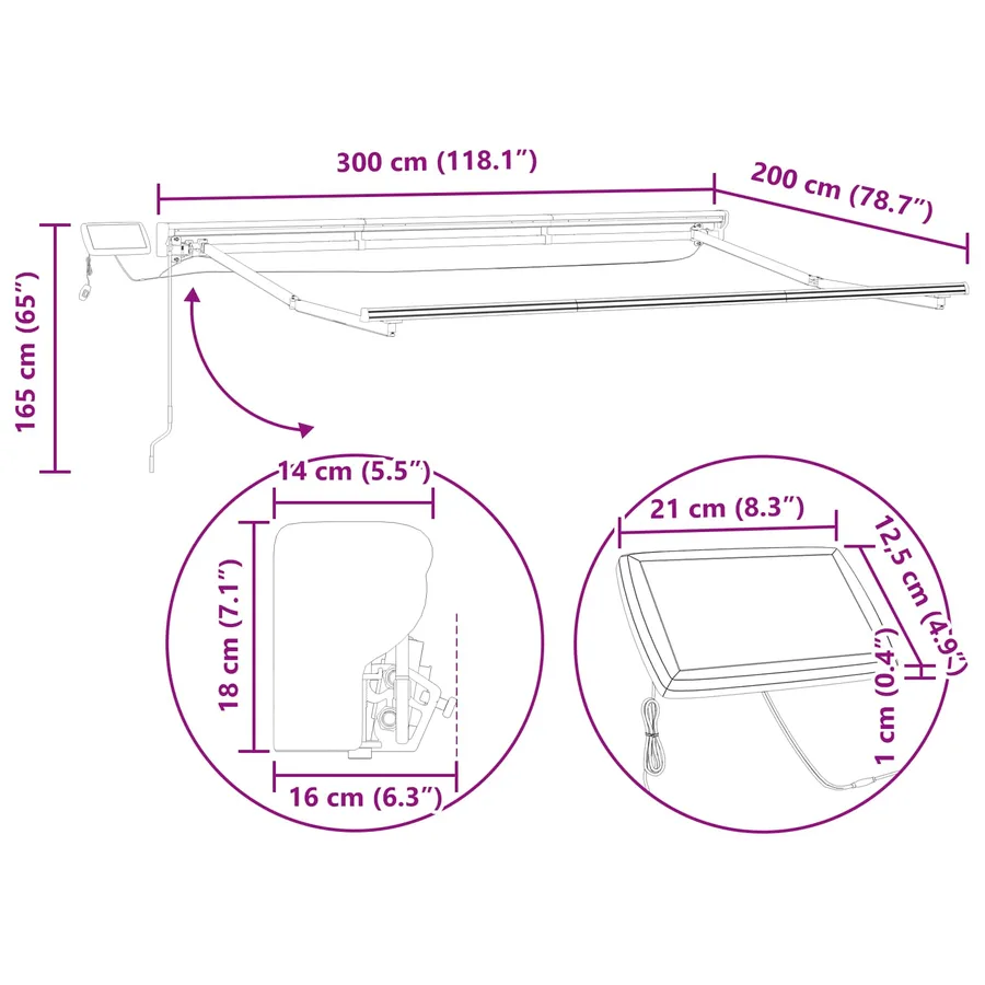 Cadre de store manuel avec LEDs 3 x 2 m - 13