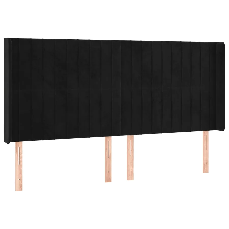 Sommier à lattes de lit matelas et LED Noir 200x200 cm Velours - 7