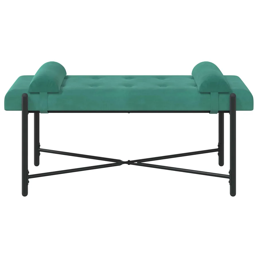 Banc capitonné à boutons avec coussins Turquoise Velours - 6