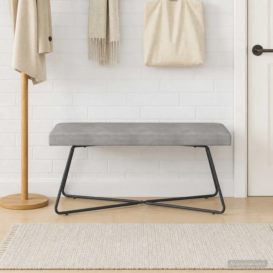 banc Gris clair 110 x 40 x 45 cm Velours - 3