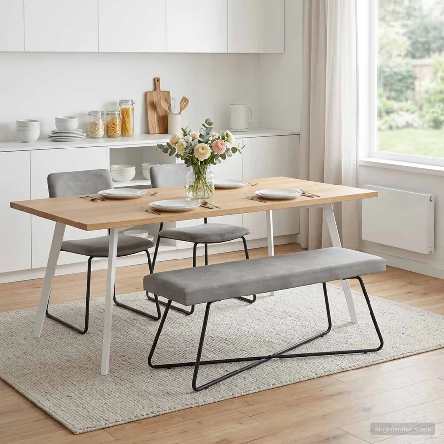banc Gris clair 110 x 40 x 45 cm Velours - 4