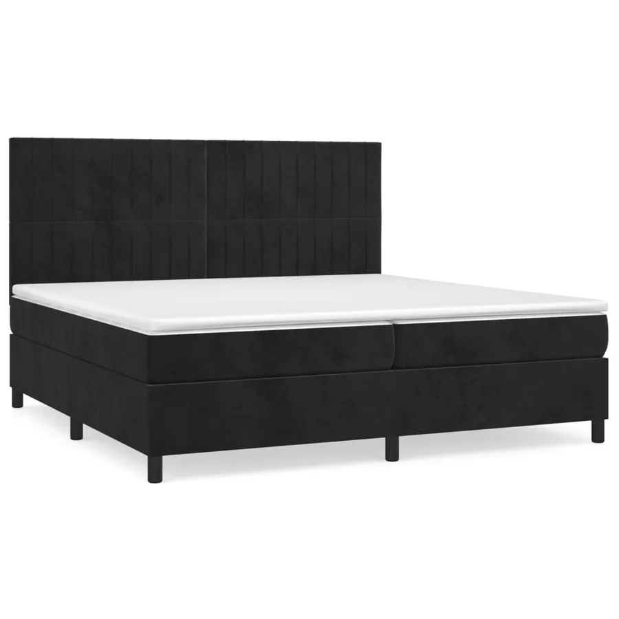 Sommier à lattes de lit et matelas Noir 200x200 cm Velours - 2