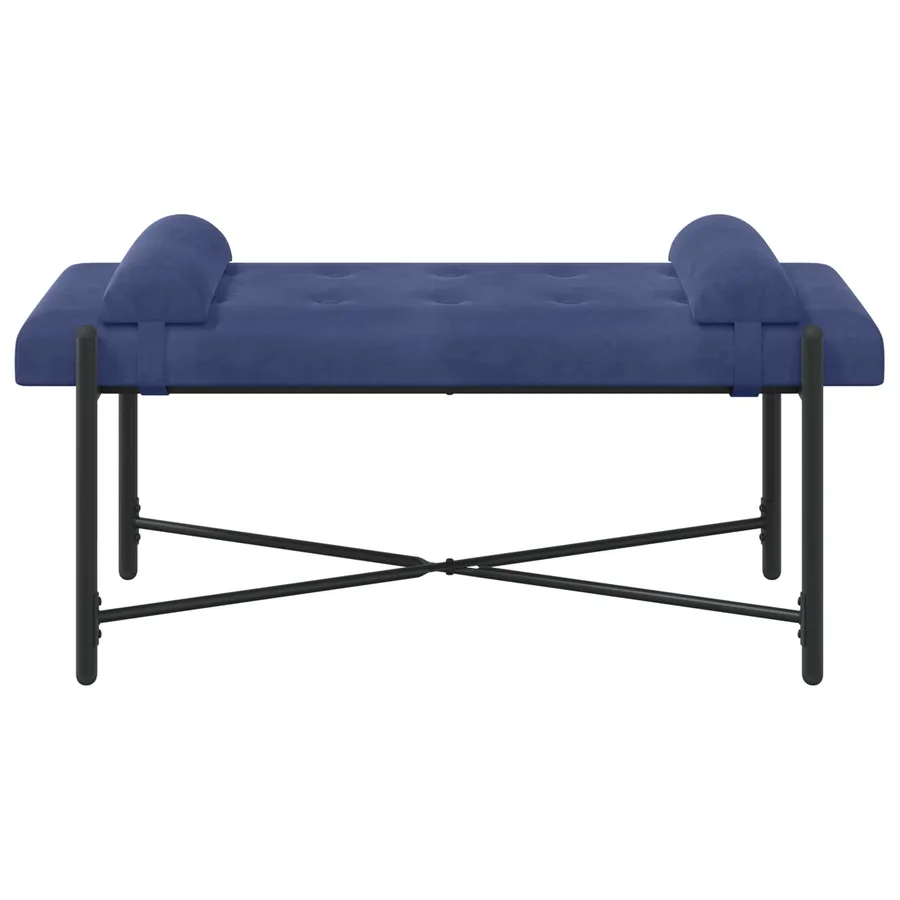 Banc capitonné à boutons avec coussins Bleu police Velours - 6