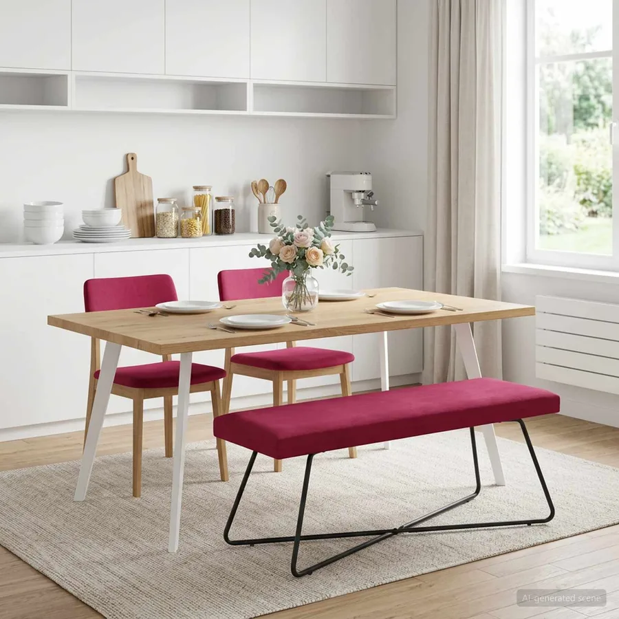 banc Bordeaux 110 x 40 x 45 cm Velours - 3