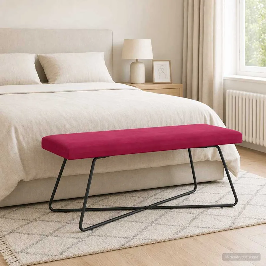 banc Bordeaux 110 x 40 x 45 cm Velours - 4