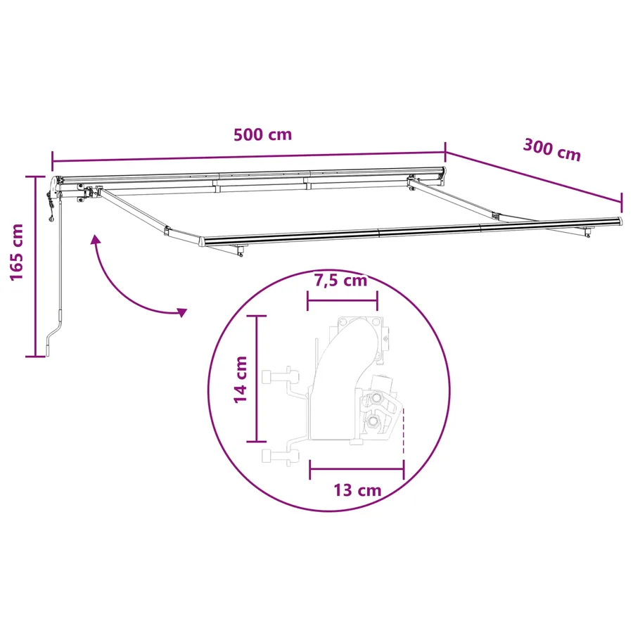 Auvent rétractable Gris clair et blanc 500 × 300 cm - 8