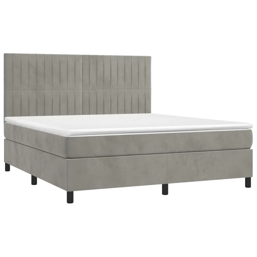 Sommier à lattes de lit matelas et LED Gris clair 180x200 cm - 3