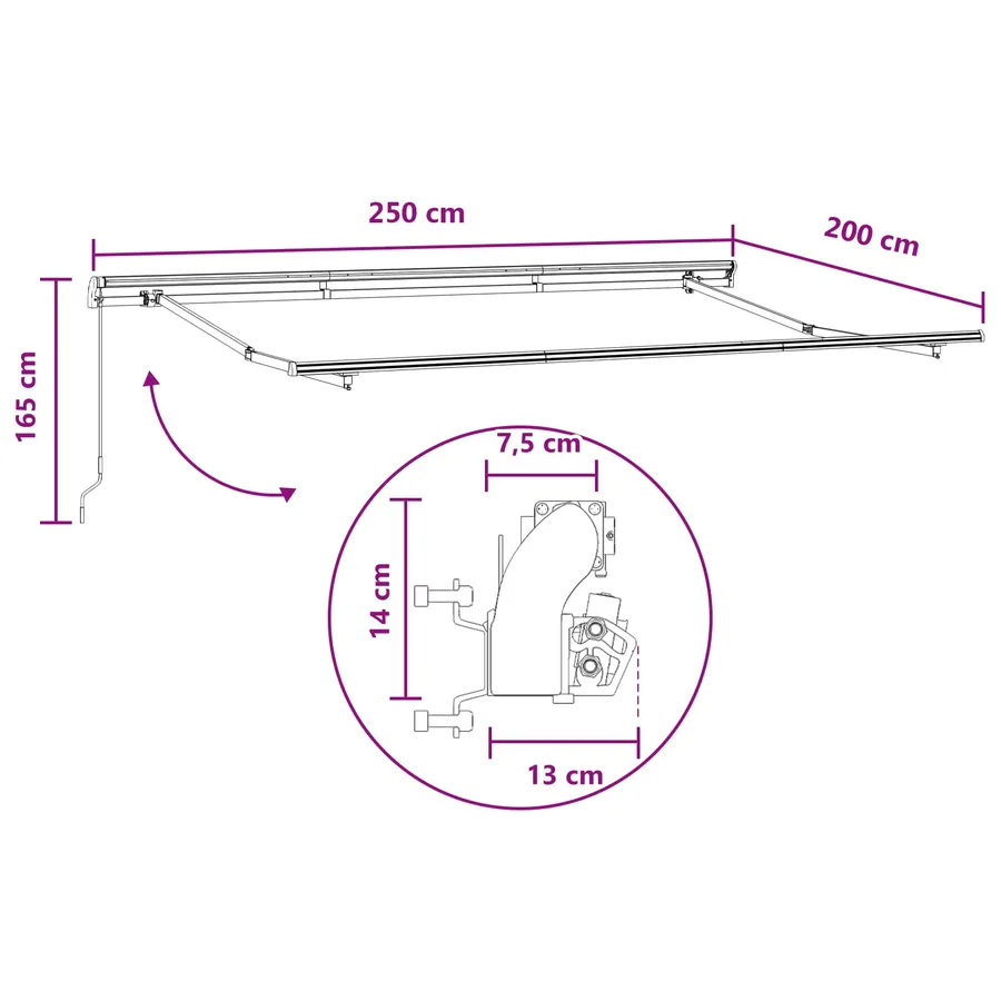 Auvent Rétractable Sable 2,5 x 2 m tissu - 7