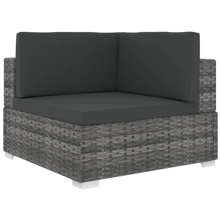 Chaise d'angle sectionnelle avec coussins résine tressée gris
