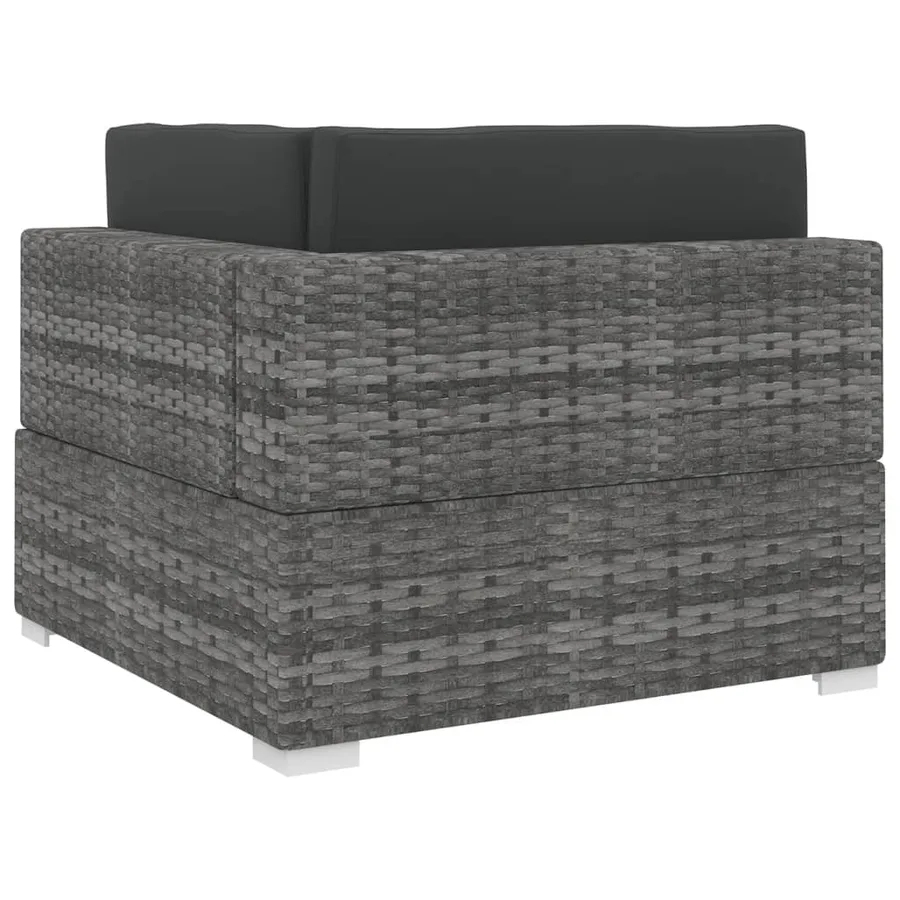 Chaise d'angle sectionnelle avec coussins résine tressée gris - 4