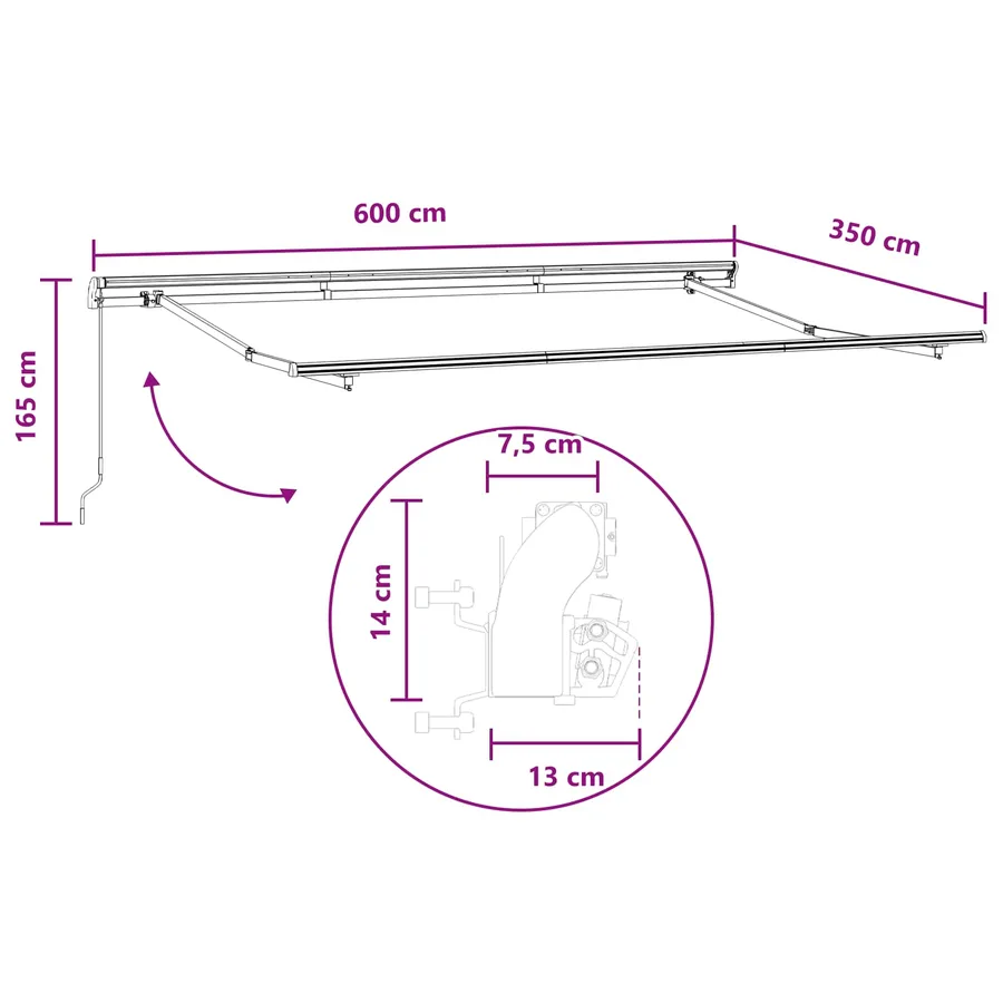 Auvent rétractable Gris clair et blanc 600 × 350 cm - 7