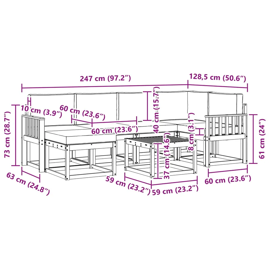 Ensemble de canapés d'extérieur 7 pcs Blanc et anthracite - 8