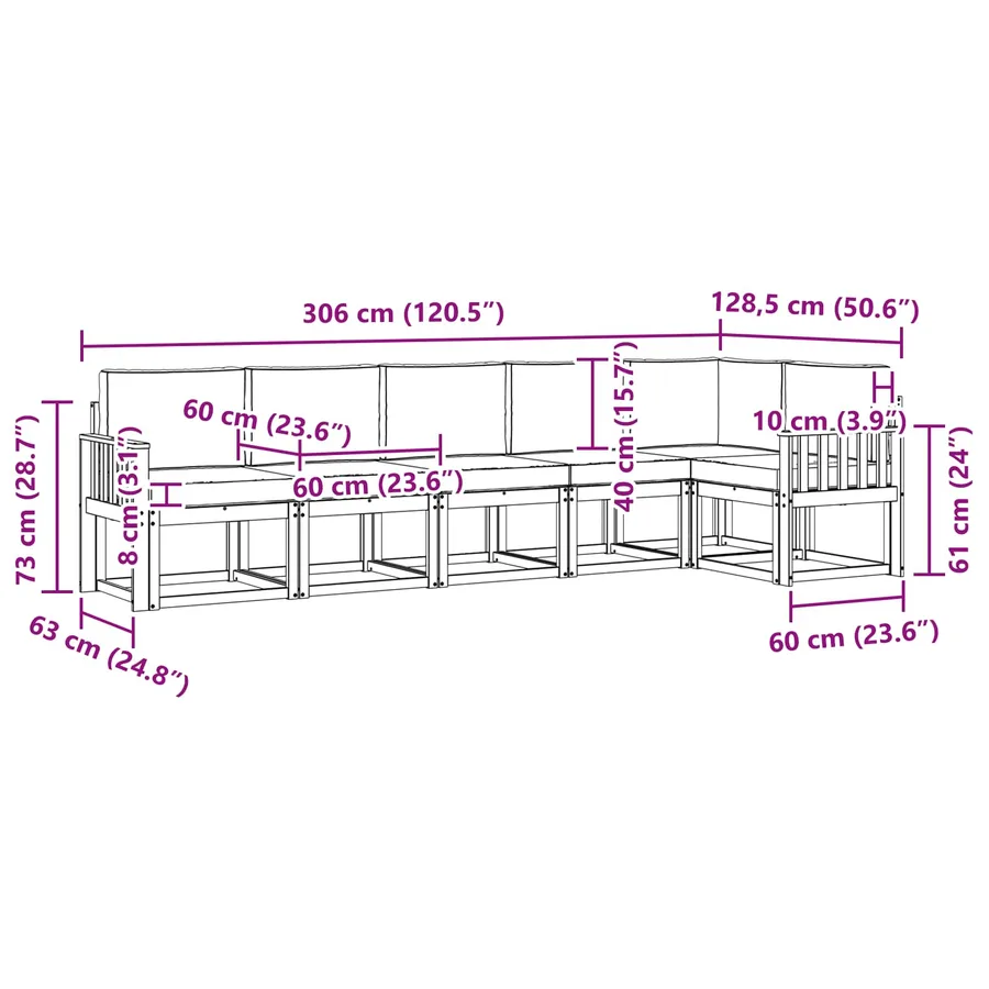 Ensemble de canapés d'extérieur 6 pcs Blanc et crème Polyester - 8