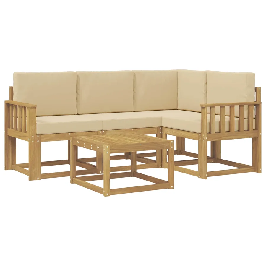 Ensemble de canapés d'extérieur 5 pcs Blanc et Beige - 2