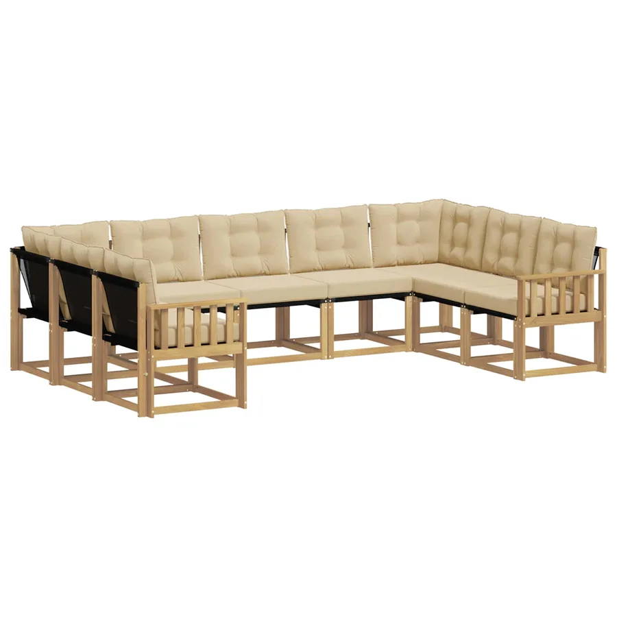 Ensemble de canapés d'extérieur 9 pcs Blanc et Beige - 2