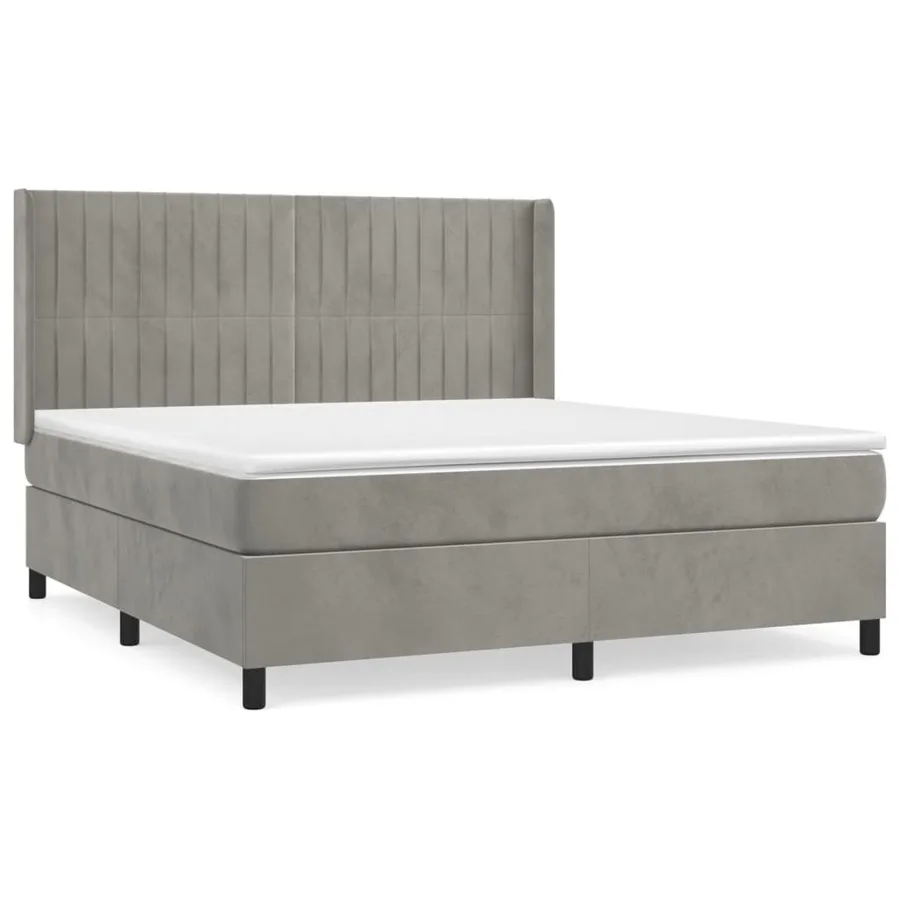 Sommier à lattes de lit et matelas Gris clair 180x200cm Velours - 2