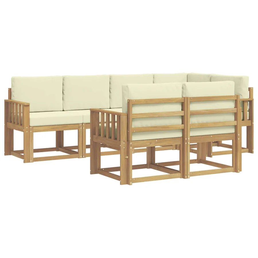 Ensemble de canapés d'extérieur 7 pcs Blanc et crème Polyester - 2