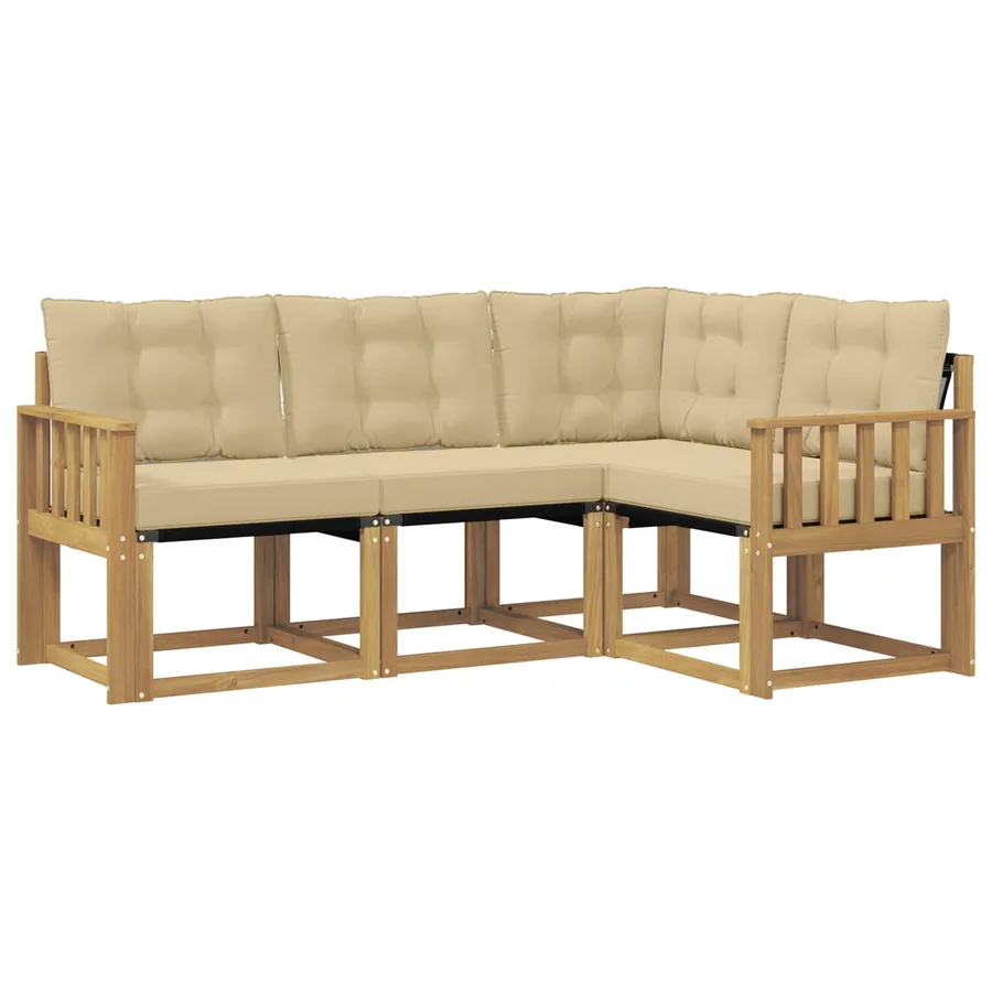 Ensemble de canapés d'extérieur 4 pcs Blanc et Beige - 2