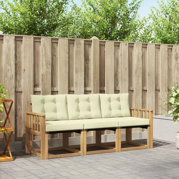 Ensemble de canapés d'extérieur 3 pcs Blanc et crème