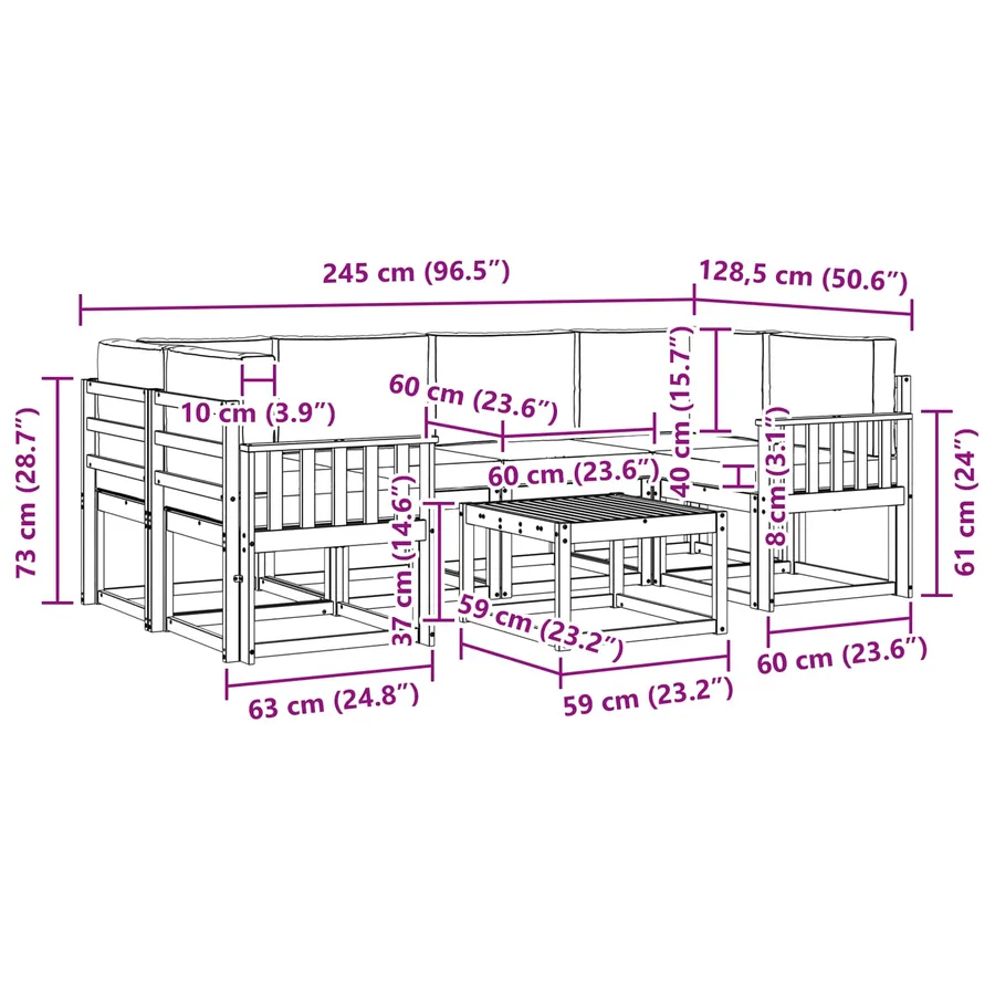 Ensemble de canapés d'extérieur 7 pcs Blanc et anthracite - 7