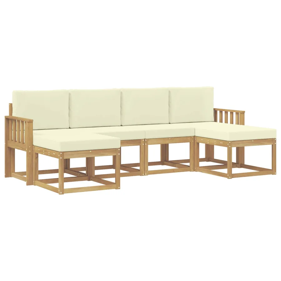 Ensemble de canapés d'extérieur 6 pcs Blanc et crème Polyester - 2