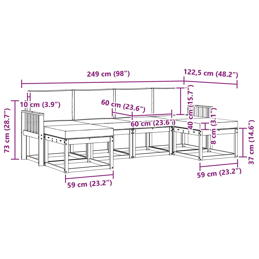 Ensemble de canapés d'extérieur 6 pcs Blanc et crème Polyester - 6