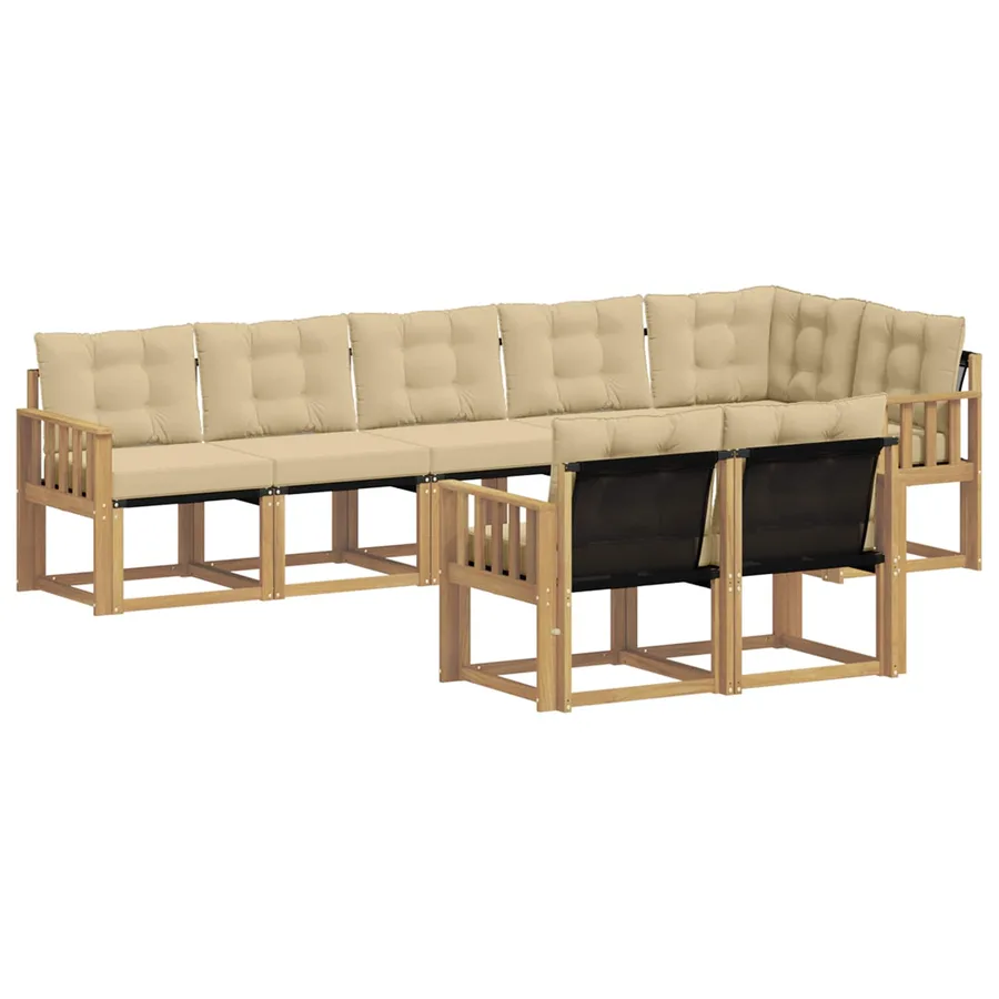 Ensemble de canapés d'extérieur 8 pcs Blanc et Beige - 2