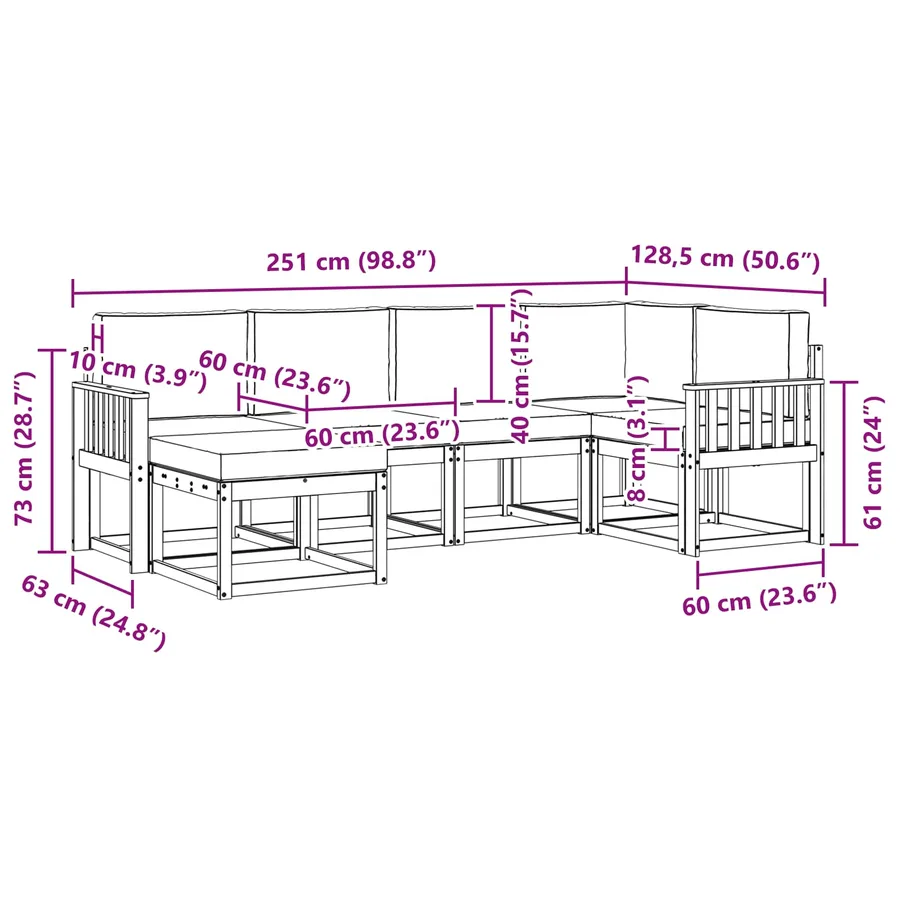 Ensemble de canapés d'extérieur 6 pcs Blanc et crème Polyester - 7