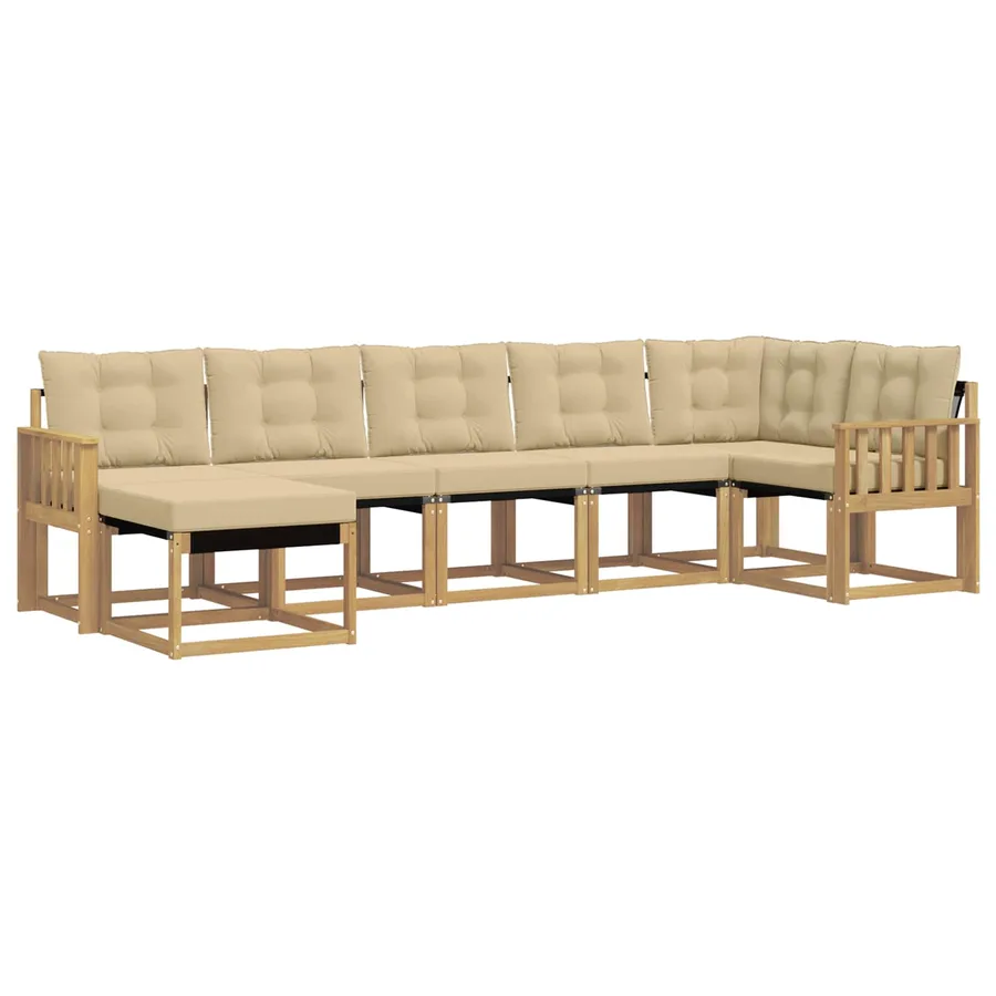 Ensemble de canapés d'extérieur 7 pcs Blanc et Beige - 2