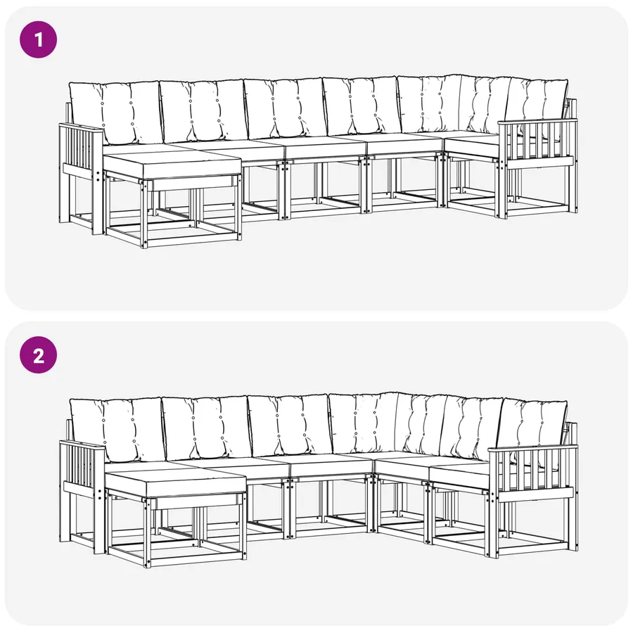 Ensemble de canapés d'extérieur 7 pcs Blanc et Beige - 8