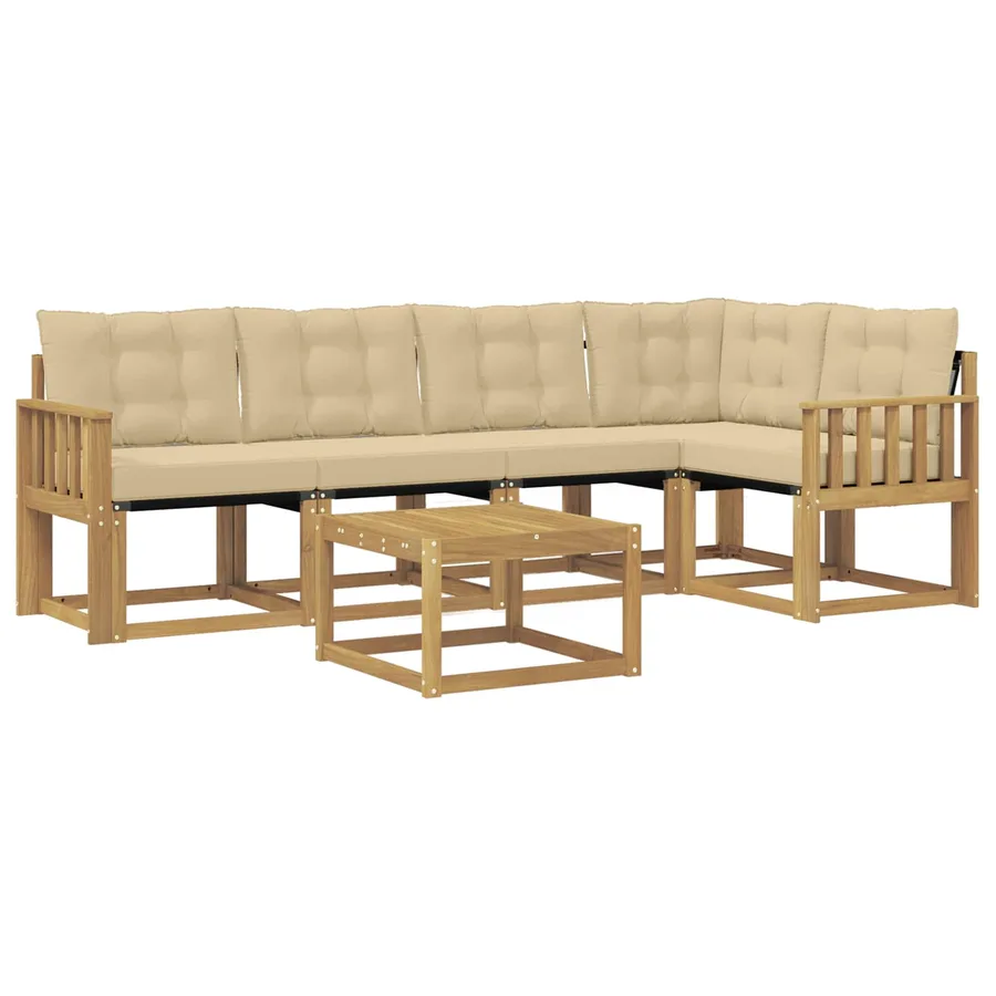Ensemble de canapés d'extérieur 6 pcs Blanc et Beige - 2