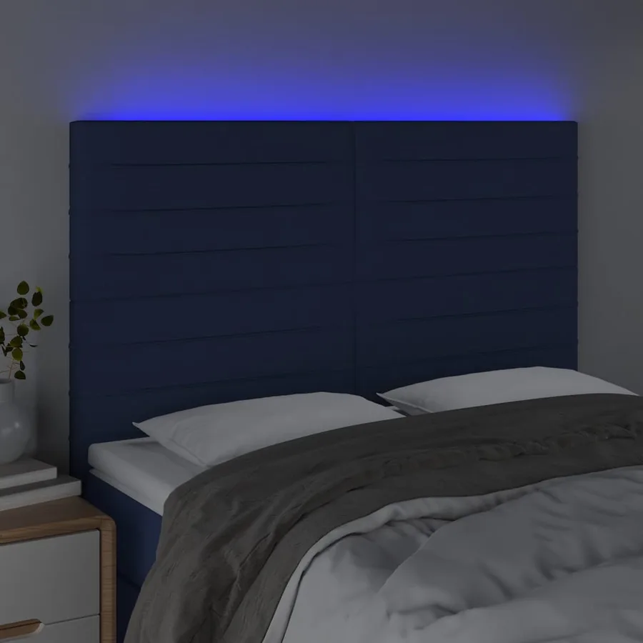 Tête de lit à LED Bleu 144x5x118/128 cm Tissu - 3