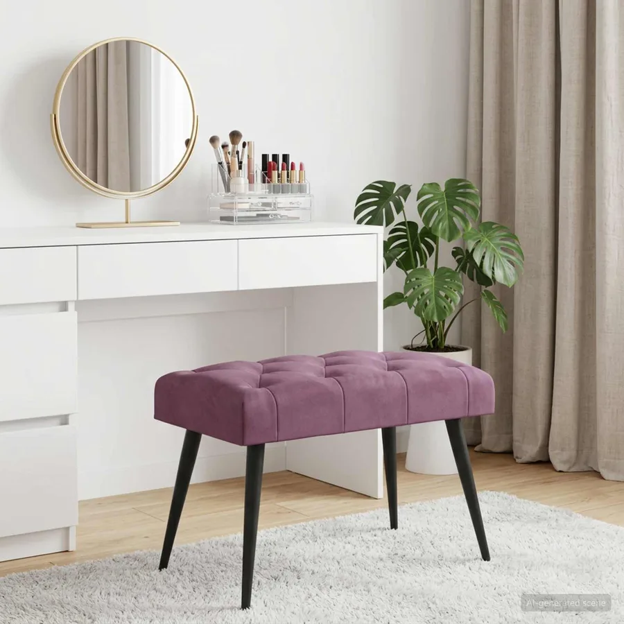 Banc avec capitonnage bouton Pourpre 60 x 40 x 45 cm Velours - 4