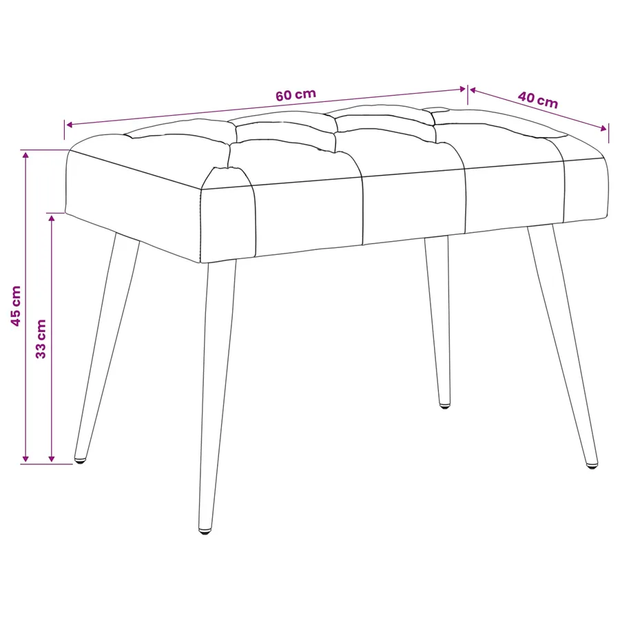 Banc avec capitonnage bouton Pourpre 60 x 40 x 45 cm Velours - 9