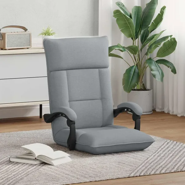 Fauteuil de sol ajustable Gris clair Tissu
