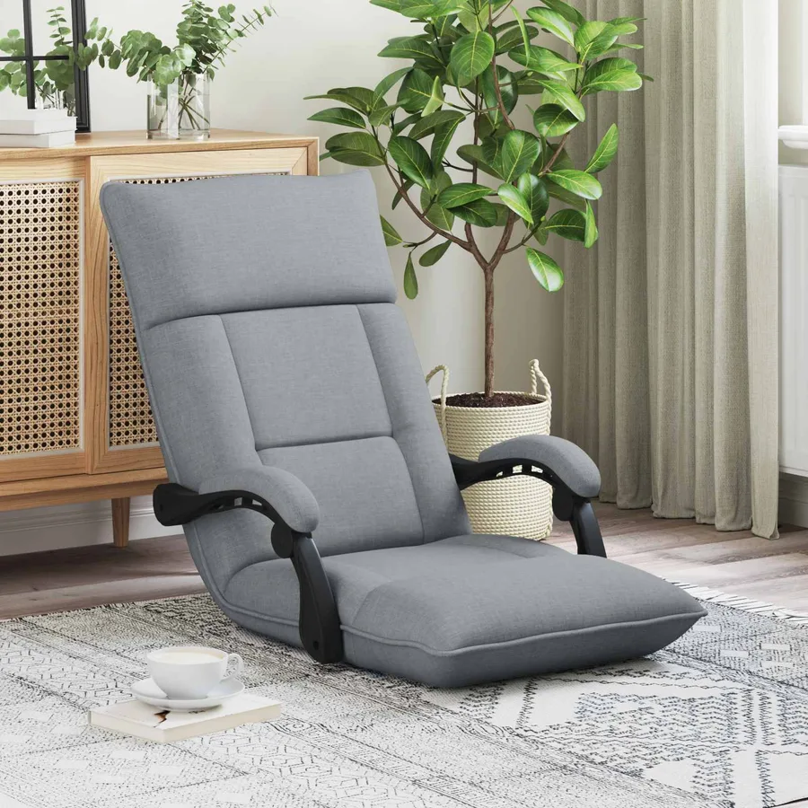 Fauteuil de sol ajustable Gris clair Tissu - 3