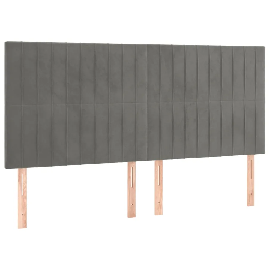 Tête de lit à LED Gris clair 180x5x118/128 cm Velours - 4