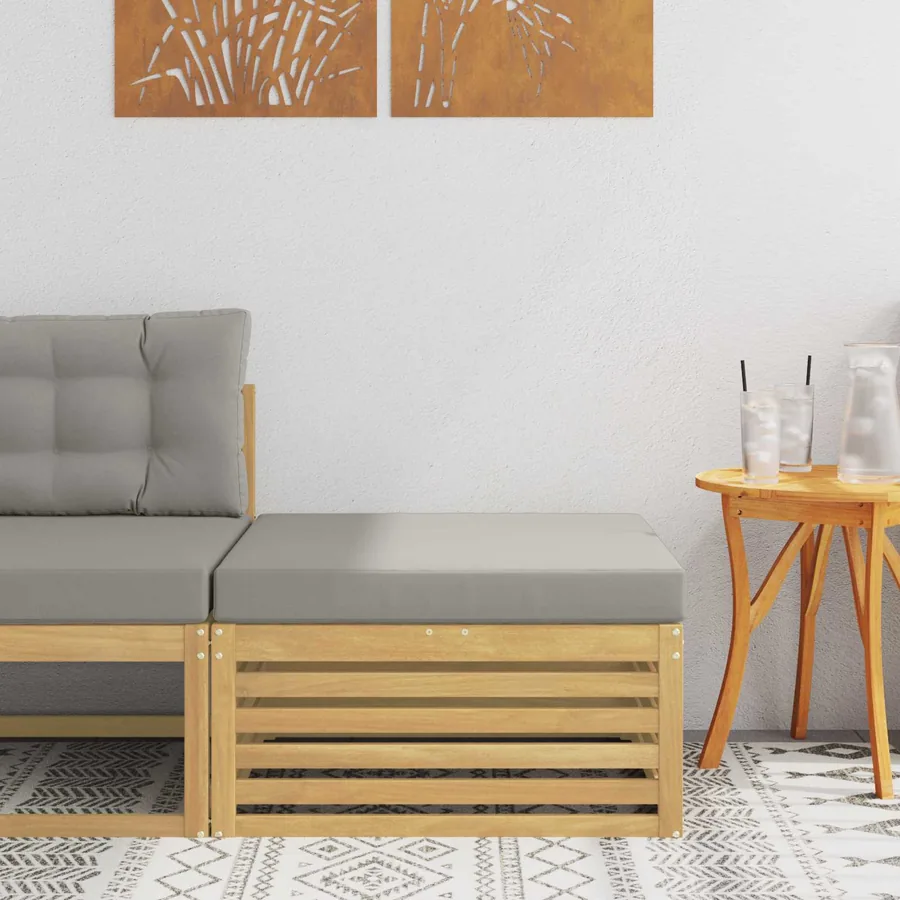 Pouf d'Extérieur Bois d'Acacia Massif Blanc