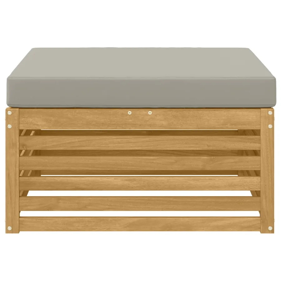 Pouf d'Extérieur Bois d'Acacia Massif Blanc - 3