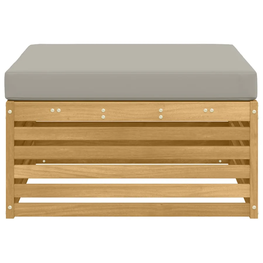 Pouf d'Extérieur Bois d'Acacia Massif Blanc - 4