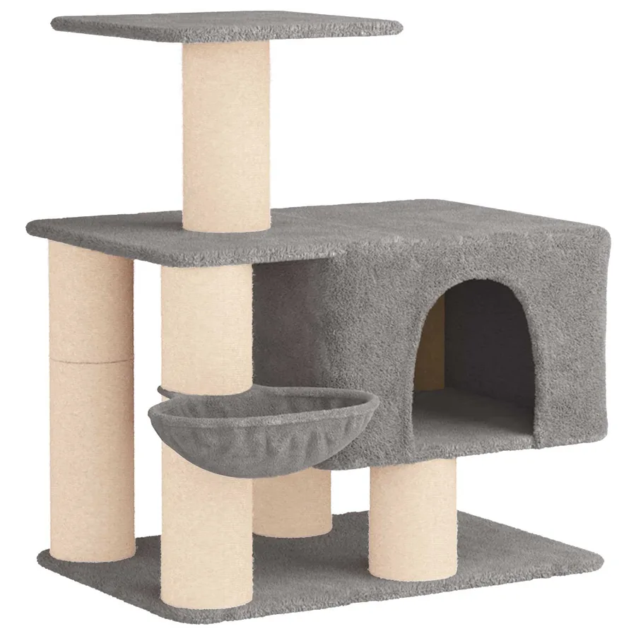 Arbre à chat avec poteaux à griffer en sisal Gris clair 96 cm - 2