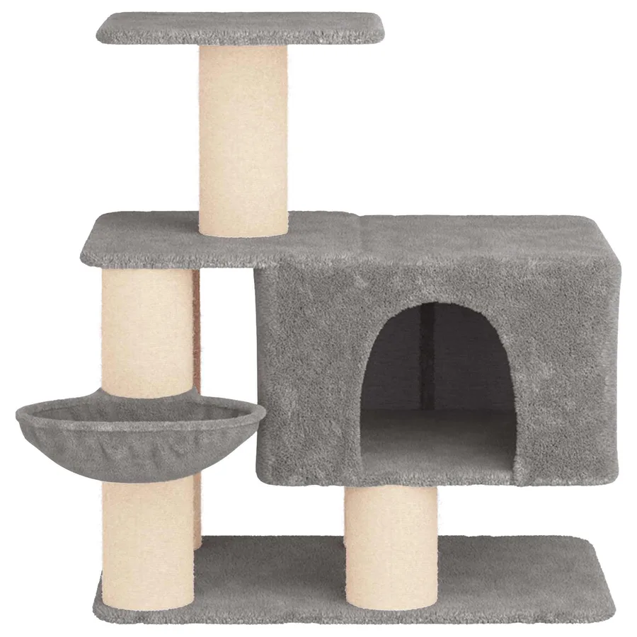 Arbre à chat avec poteaux à griffer en sisal Gris clair 96 cm - 4