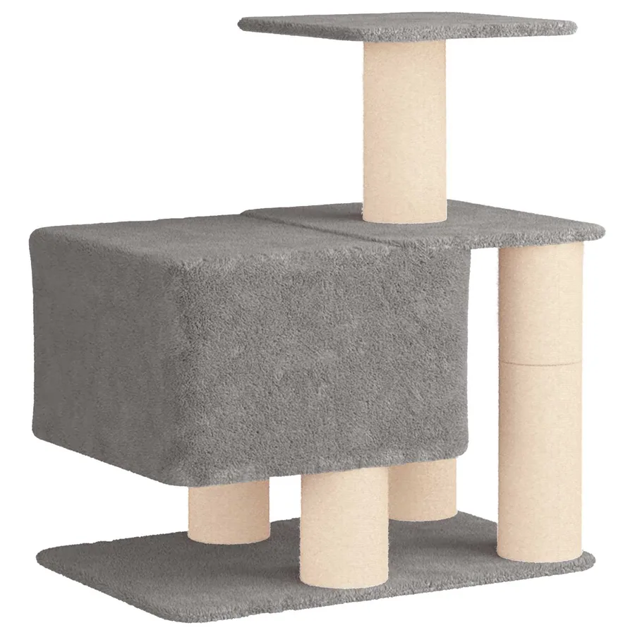 Arbre à chat avec poteaux à griffer en sisal Gris clair 96 cm - 6