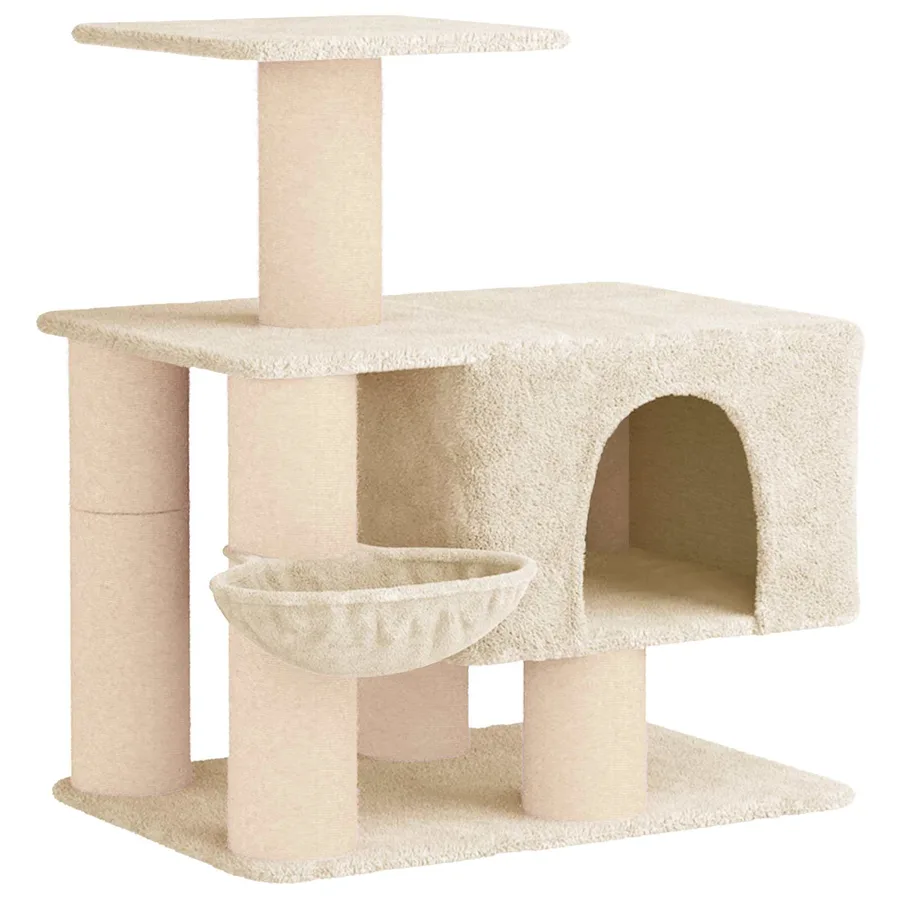 Arbre à chat avec poteaux à griffer en sisal Crème 96 cm - 2