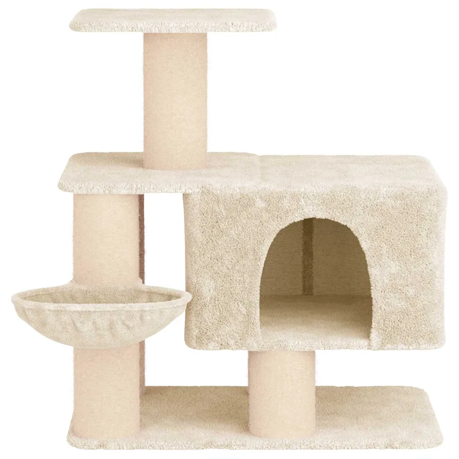 Arbre à chat avec poteaux à griffer en sisal Crème 96 cm - 4