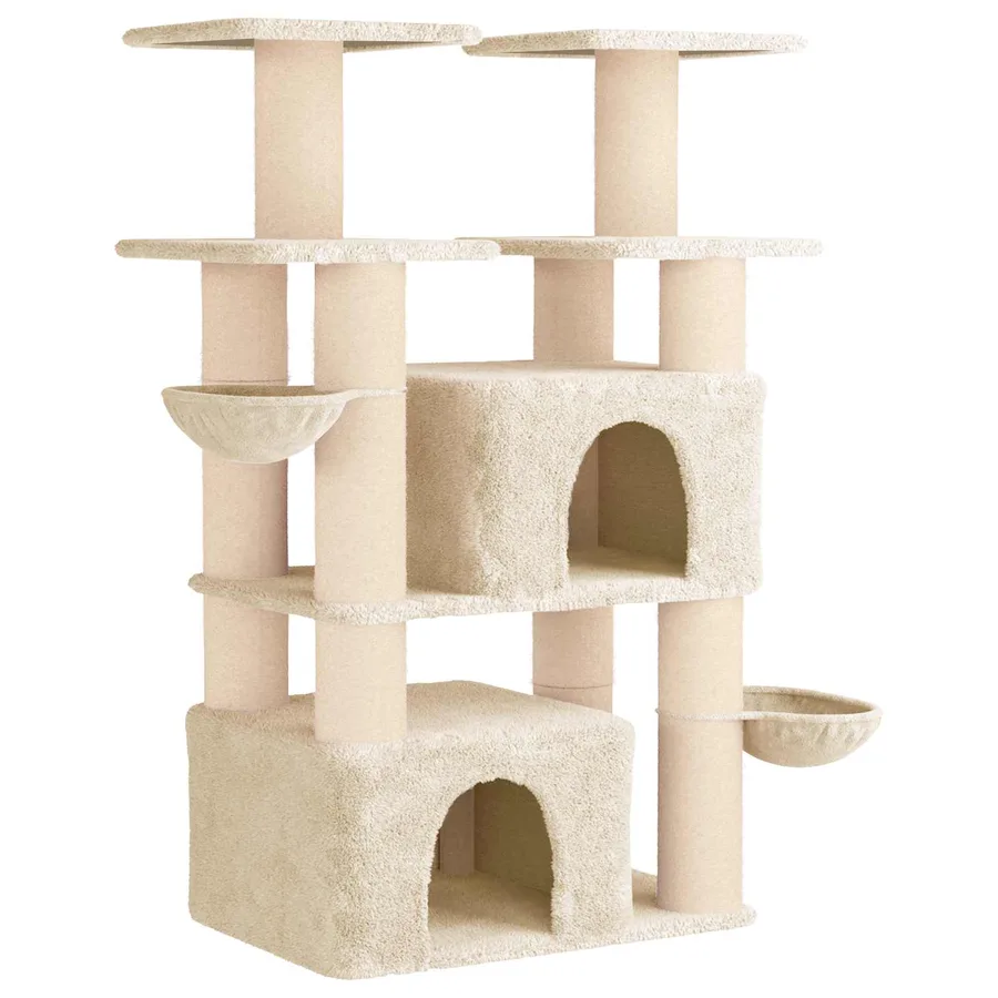 Arbre à chat avec poteaux à griffer en sisal 2 pc Crème 147 cm - 2