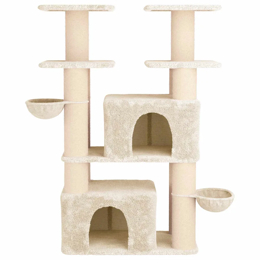 Arbre à chat avec poteaux à griffer en sisal 2 pc Crème 147 cm - 4