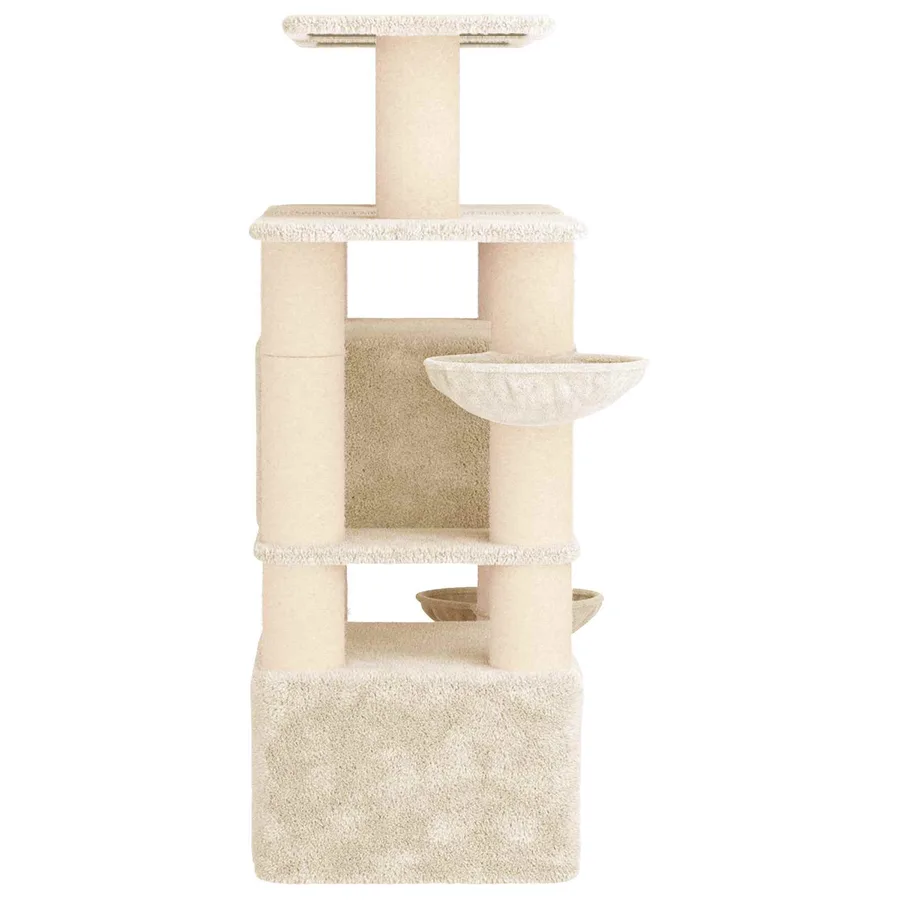 Arbre à chat avec poteaux à griffer en sisal 2 pc Crème 147 cm - 5